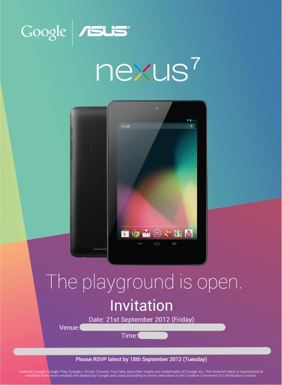 Google Nexus 7 invitation